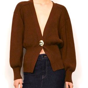 Urban Revivo Leaf Shape Button Knitted Cardigan